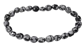 Schneeflocke Obsidian Armband Gerollte Steine