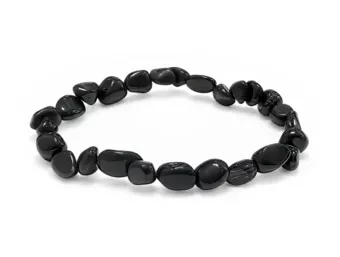 Schwarzer Obsidian Armband mit Trommelsteinen A 6-8 mm