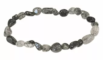 Bergkristall-Turmalin-Armband, A+ Trommelsteine