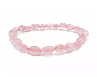Armband aus Rosenquarz-Trommelsteinen A 6-8mm