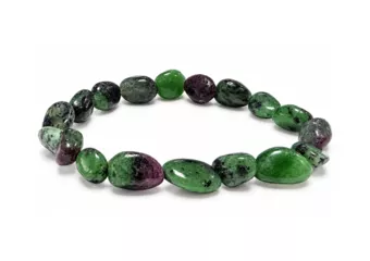 Armband aus Trommelsteinen Rubin-Zoisit A 8-10 mm
