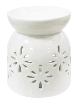 Weißer durchbrochener Keramik-Ölbrenner 8.5 cm
