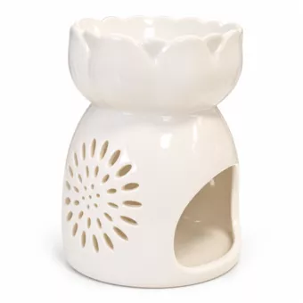 Weißer Lotus-Duftbrenner aus Keramik 11 cm