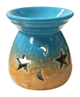 Keramik-Ölbrenner mit blauem Farbverlauf, 8,5 cm