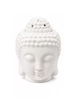 Weißer Keramik-Ölbrenner Buddha-Kopf 14cm