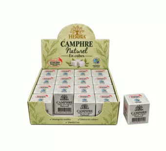 Naturhaftes Herbia Kampfer in Würfeln Fair Trade Ecocert – 16 Packungen – 300g