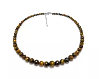 Tigerauge-Kette im Größenverlauf A mit 4–12-mm-Perlen 50 cm