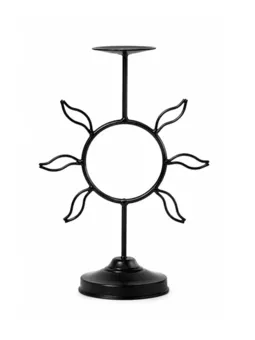 Schwarzer Metall-Kerzenhalter Sonne 29cm