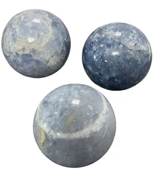 3 polierte blaue Calcit-Kugeln 1.741k