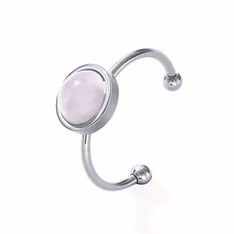 Rosenquarzring – Silberner Edelstahl