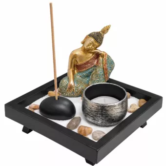 Zen-Garten mit nachdenklichem Buddha 12,5 cm