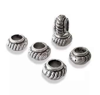 Silberne Toupie-Spacer-Charm-Perlen 6 mm x 100