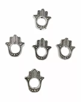Metall-Charm-Perlen Hand der Fatma Silber 14 mm 100 Stück