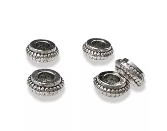 Silberfarbene Metall-Abstandsperlen 6 mm 100 Stück