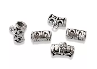 Silberne Zylinder-Abstandsperlen 6 mm x 50