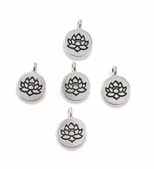 Silberfarbene Lotusblumen-Zwischenperlen Charms 15 mm 50er-Pack