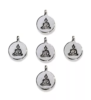 Silberne Buddha-Spacer-Charm-Perlen 15 mm x 30