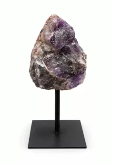 Roher Amethyst auf Schwarzem Metallständer 17-20 cm