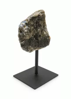Labradorit A Roh auf schwarzem Metallsockel 17-20 cm 500-700 g