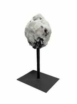Roher Weißer Mondstein A auf Schwarzem Metallständer 17-20 cm 500-700 g