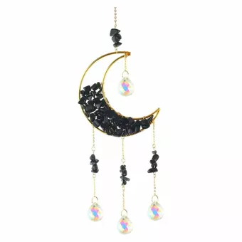 Schwarzes Obsidian-Sonnen- und Mond-Mobile