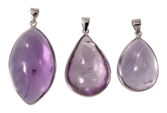 925 Silber Amethyst Anhänger AAA 3 Stück 14.88g