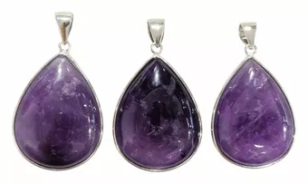 Anhänger aus 925er Sterlingsilber mit AAA-Amethysten, 3-teilig, 14,32 g