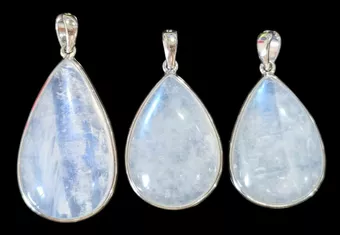 Anhänger aus 925er Sterlingsilber mit weißem AAA-Mondstein, 3-teilig, 11,78 g