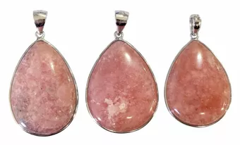 Rhodochrosit-Anhänger aus 925er Sterlingsilber, argentinische Qualität AA+, 3-teilig, 14,28 g