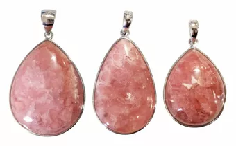 Rhodochrosit-Anhänger aus 925er Sterlingsilber, argentinische Qualität AA+, 3-teilig, 12,92 g