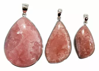 Rhodochrosit-Anhänger aus 925er Sterlingsilber, argentinische Qualität AA+, 3-teilig, 14,17 g