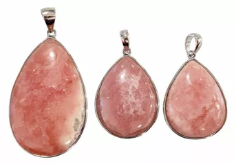Rhodochrosit-Anhänger aus 925er Sterlingsilber, argentinische Qualität AA+, 3-teilig, 13,68 g