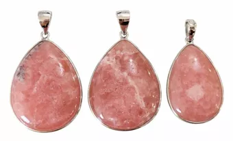Rhodochrosit-Anhänger aus 925er Sterlingsilber, argentinische Qualität AA+, 3-teilig, 13,65 g