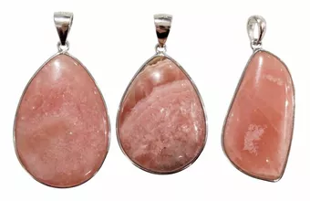 Rhodochrosit-Anhänger aus 925er Sterlingsilber, argentinische Qualität AA+, 3-teilig, 13,49 g