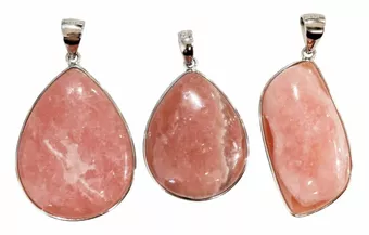 Rhodochrosit-Anhänger aus 925er Sterlingsilber, argentinische Qualität AA+, 3-teilig, 14,16 g