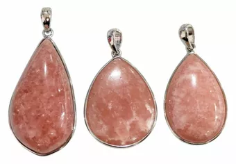 Rhodochrosit-Anhänger aus 925er Sterlingsilber, argentinische Qualität AA+, 3-teilig, 12,92 g