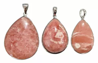 Rhodochrosit-Anhänger aus 925er Sterlingsilber, argentinische Qualität AA+, 3-teilig, 14,53 g