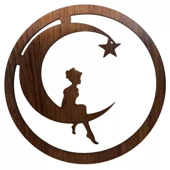 Magnetisches Holzschild Mond und Stern 18 cm für HMD999
