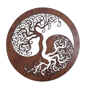 Magnetisches Holzschild „Baum des Lebens“ Yin Yang 18 cm für HMD999