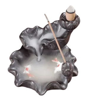 Rückfluss-Räucherstäbchenhalter Keramik-Kaskaden-Koi-Fisch 8cm