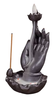 Rückfluss-Räucherstäbchenhalter Buddha-Handbrunnen – Koi-Fisch, 17 cm