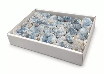 Cölestin A Rohsteine Display 3-7 cm 2,5-3 kg