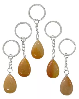 A Orangefarbener Aventurin-Tropfen-Schlüsselanhänger 30 mm x 5