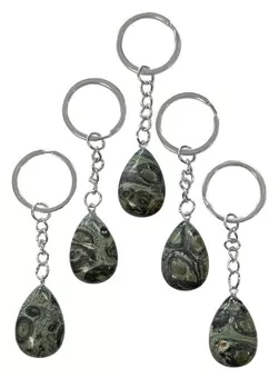 Tropfenförmiger Schlüsselanhänger aus A Kambaba-Jaspis 30 mm x 5