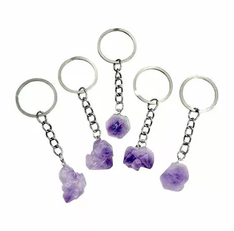 Roher Amethyst Schlüsselanhänger A 30mm x5