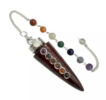 7 Chakra-Palisander-Kegelpendel, 6 cm