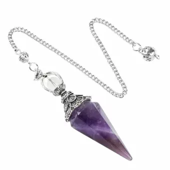 Amethystpendel 6 Gesichter & Metall