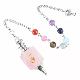 Sechseckiges Rosenquarz-Pendel Reiki ChoKu Rei 7 Chakren