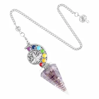 Orgonit Pendel Amethyst Lebensbaum 7 Chakren 6 Seiten