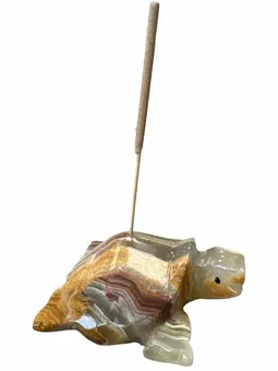 Schildkröten-Räucherstäbchenhalter aus Onyxstein 6 cm